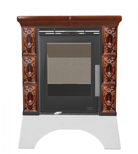 Керамическая печь-камин ABX Helvetia KPI кафельная(ABX), белый цоколь, с ТО 6.9 кВт