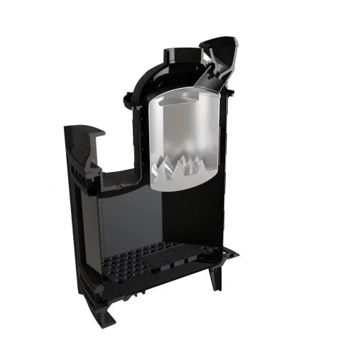 Печь для бани Прометалл Атмосфера L + КТТ с комбинированной облицовкой сетка-ламели Жадеит