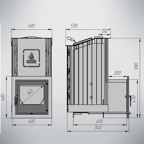 Печь для бани Варвара Терма Каменка мини панорамная