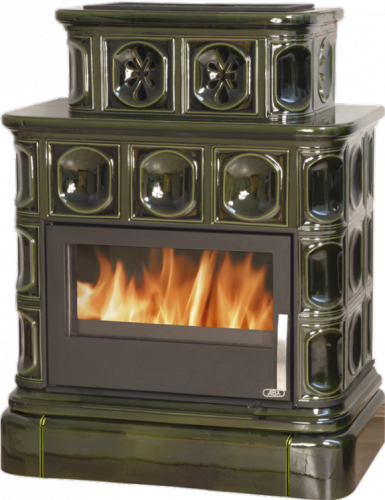 Керамическая печь-камин ABX KARELIE P OX, кафельный цоколь - вставка Стальная