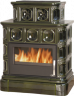 Керамическая печь-камин ABX KARELIE P OX, кафельный цоколь - вставка Стальная