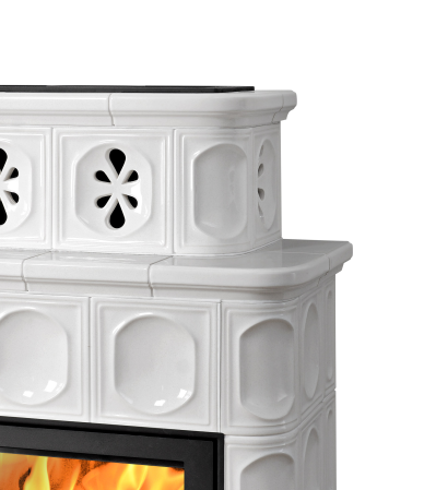 Керамическая печь-камин ABX KARELIE P OX, кафельный цоколь - вставка Стальная