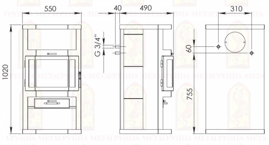 Печь-камин Мета-Бел Ангара Аква