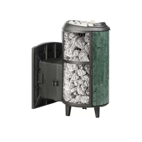 Печь для бани Прометалл Атмосфера L с комбинированной облицовкой сетка-ламели Верде Гватемала