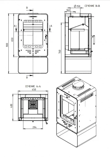 Печь-камин Мета-Бел Лава