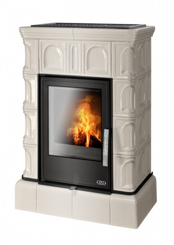 Керамическая печь-камин ABX BRITANIA KI, с кафельным цоколем, с допуском воздуха