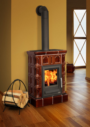 Керамическая печь-камин ABX BRITANIA KI, с кафельным цоколем, с допуском воздуха