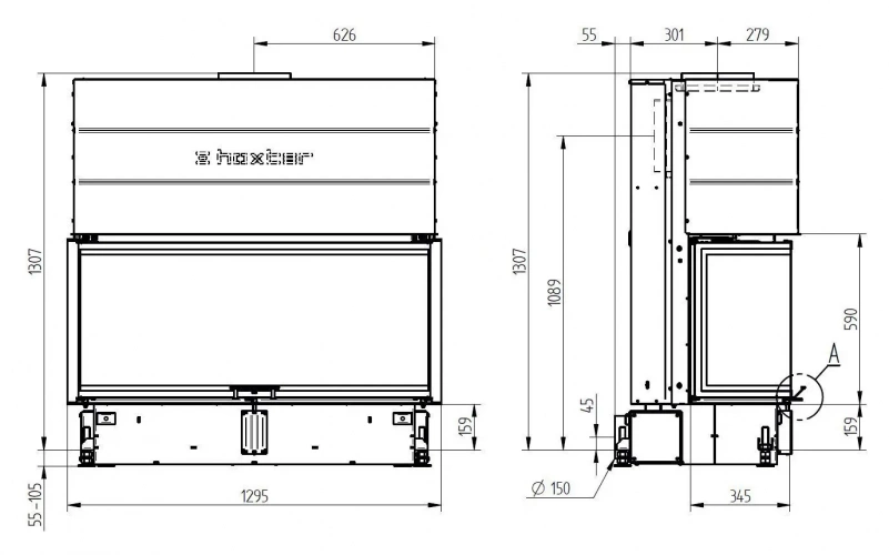 Каминная топка Hoxter UKA 37/125/37/57h