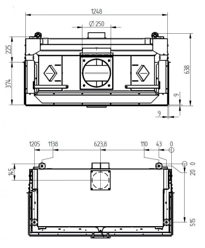 Каминная топка Hoxter UKA 37/125/37/57h