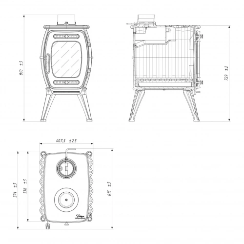Печь-камин отопительно-варочная Прометалл Бахта II черный