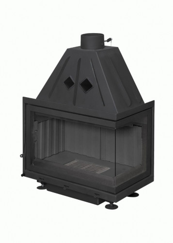 Каминная топка ЭкоКамин Альфа 700 B два стекла черный шамот