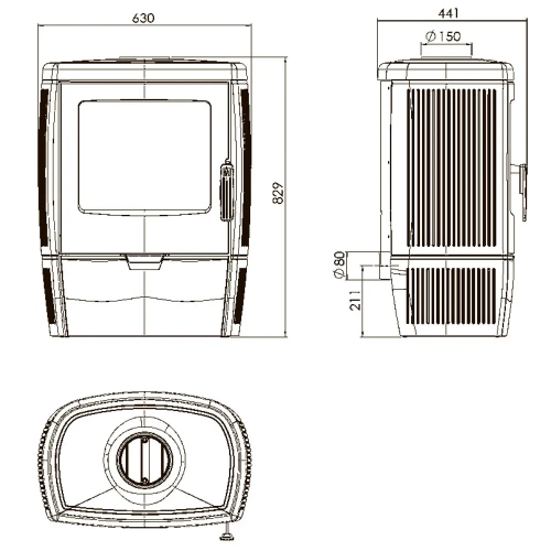 Печь-камин Plamen ALBERTO, эмалированная серая
