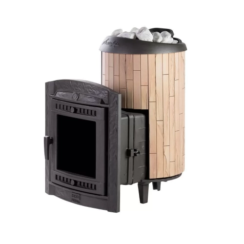 Печь для бани Прометалл Атмосфера L + ламели Окаменевшее дерево наборные