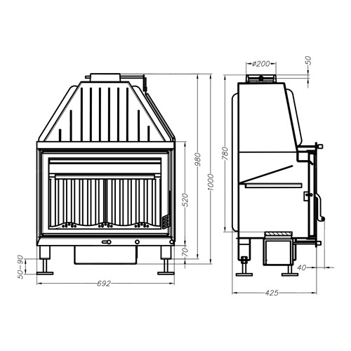 Каминная топка ЭкоКамин Альфа 700 Т с теплообменником