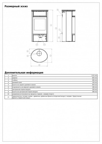 Печь-камин ABX Atlantik 7 III бразильский песч. с верх. плитой