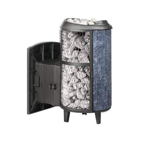 Печь для бани Прометалл Атмосфера L с комбинированной облицовкой сетка-ламели Талькохлорит