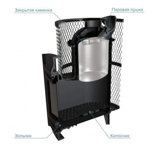 Печь для бани Прометалл Атмосфера L КТТ сетка нержавейка