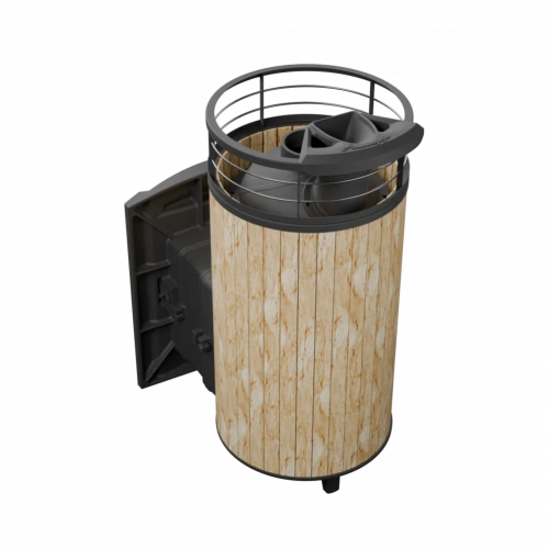 Печь для бани Прометалл Атмосфера XL ламель-сетка Окаменевшее дерево без облицовки тоннеля