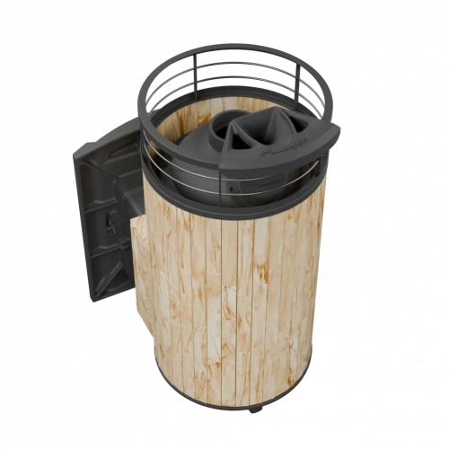 Печь для бани Прометалл Атмосфера XL ламель-сетка Окаменевшее дерево без облицовки тоннеля