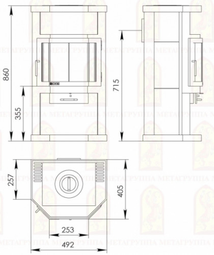 Печь-камин Мета-Бел Ока с плитой