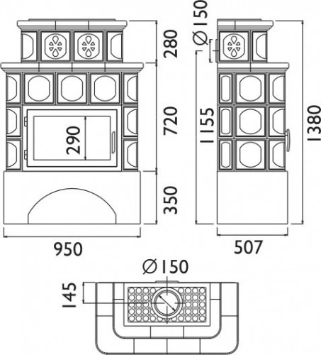 Керамическая печь-камин ABX KARELIE