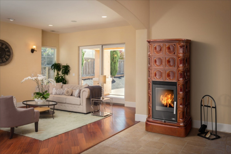 Керамическая печь-камин ABX KALEDONIE KPI (6,9 кВт в воду) - вставка КОМБО