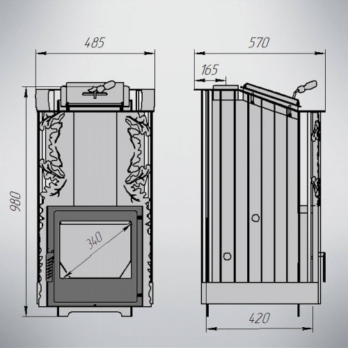 Печь для бани Варвара Терма Каменка мини укороченная, панорамная